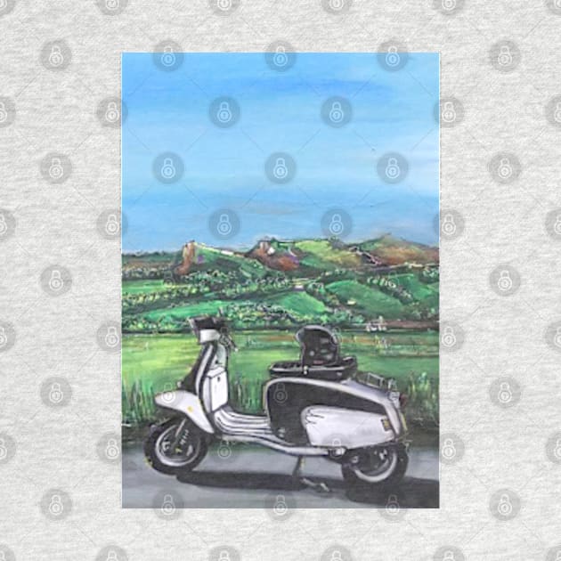 Retro Scooter, Classic Scooter, Scooterist, Scootering, Scooter Rider, Mod Art by Scooter Portraits